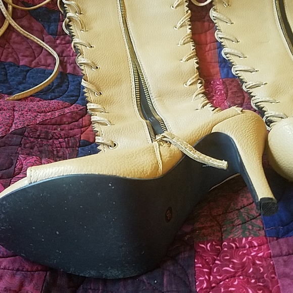 Giuseppe Zanotti Design tan peep toe lace up boots - Picture 7 of 8